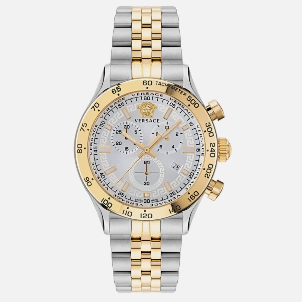 Versace Mens Two Tone 44mm Bracelet Fashion Watch
